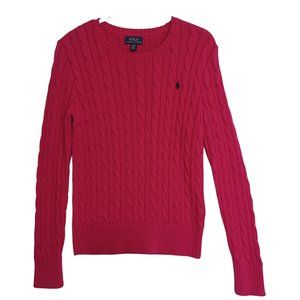 Polo Ralph Lauren Pullover Sweater w Logo Cable Knit GIRLS Size Large